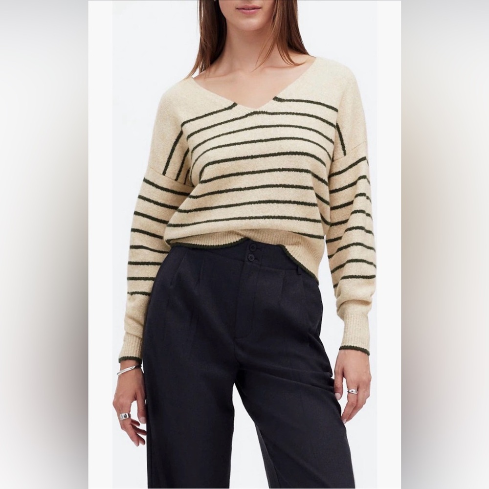 NWT Madewell V Neck Striped Sweater